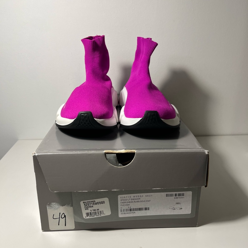 Balenciaga Fuchsia Speed Sock Knit Chunky Trainers Sneakers - Picture 4 of 10